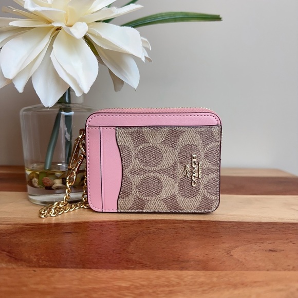 NWT Coach Zip Card Case In Signature Canvas - Picture 1 of 6